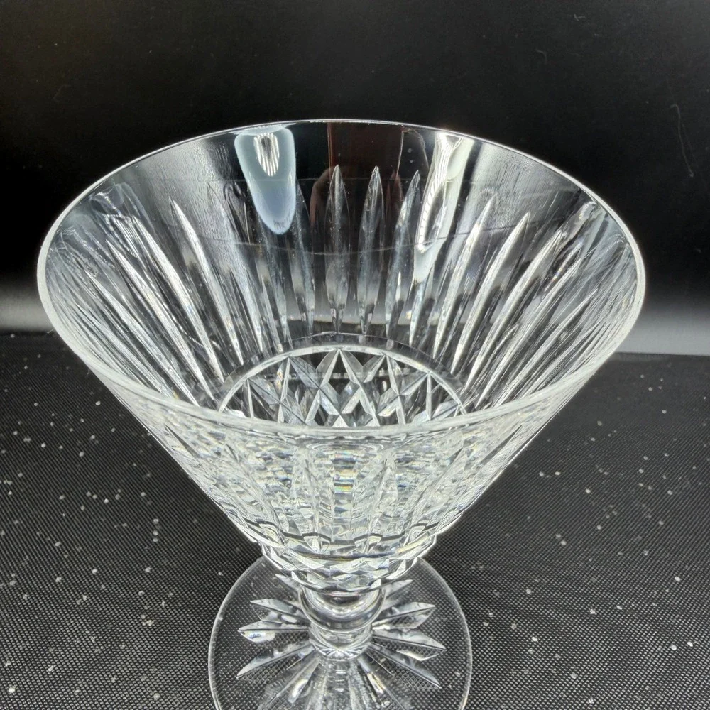 Waterford Crystal Tramore Tall Cups Glasses Set of 2 Cut Glass Goblets Signed‎